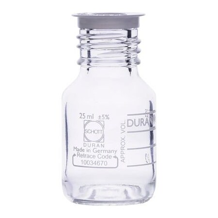 Cp Lab Safety. Duran PURE Bottle Only, Clear Borosilicate Glass, GL25, 25ML, Case of 10 818011401